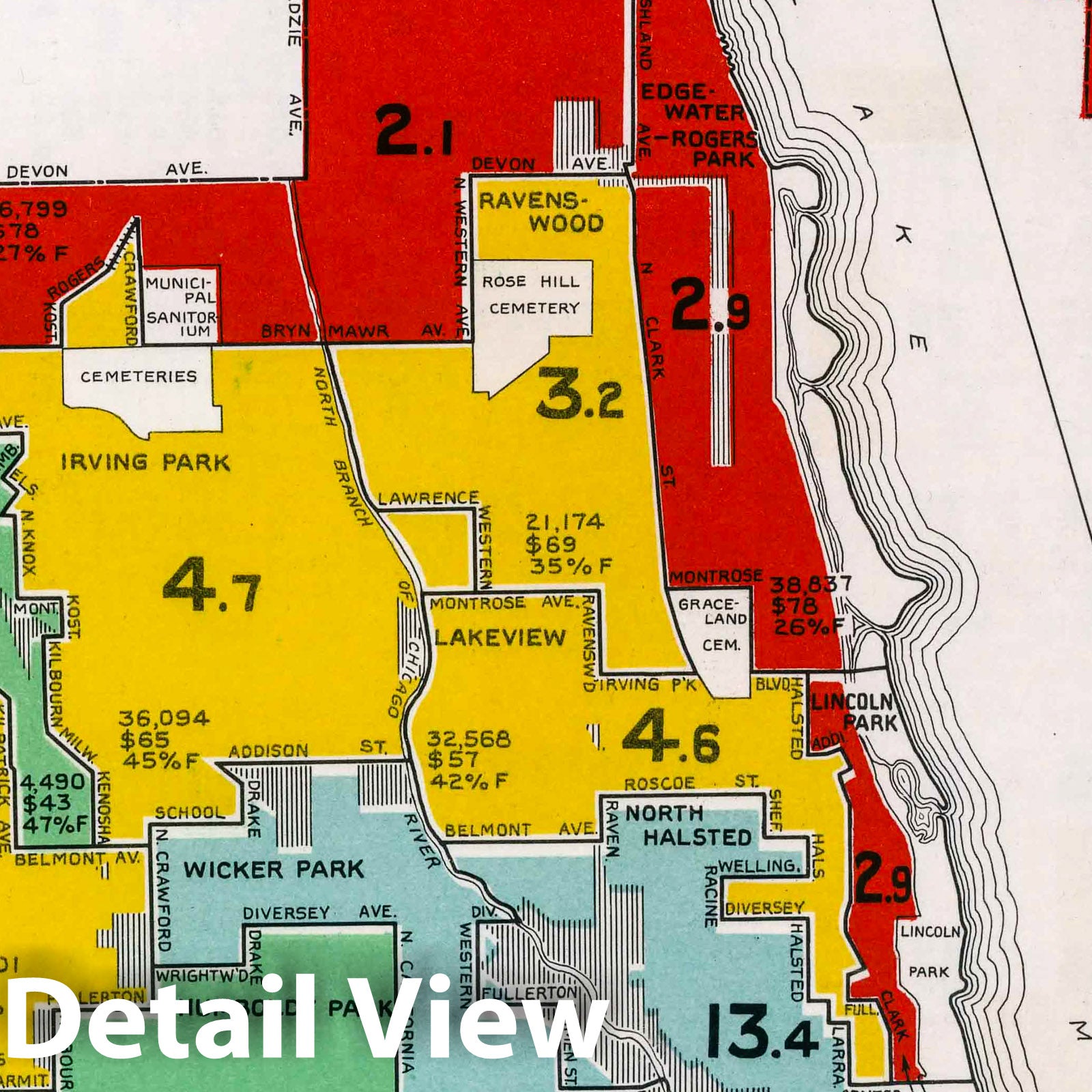 Historic Map : Chicago. 1932 v1 Vintage Wall Art