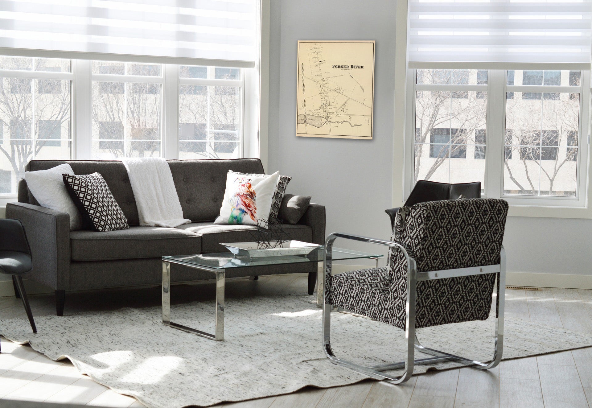 Historic Map : State Atlas Map, Forked River. 1878 - Vintage Wall Art