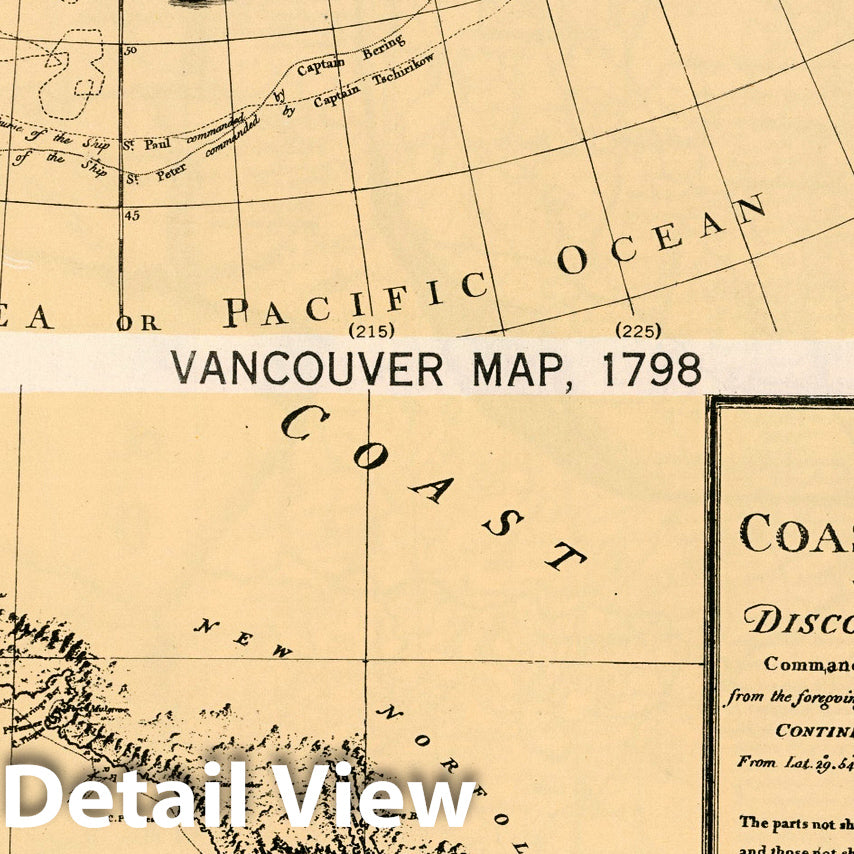Historic Wall Map : Plate 25. Facsimile Cartography 1492-1867. Muller Map, 1754. Vancouver Map, 1798, 1798 - Vintage Wall Art