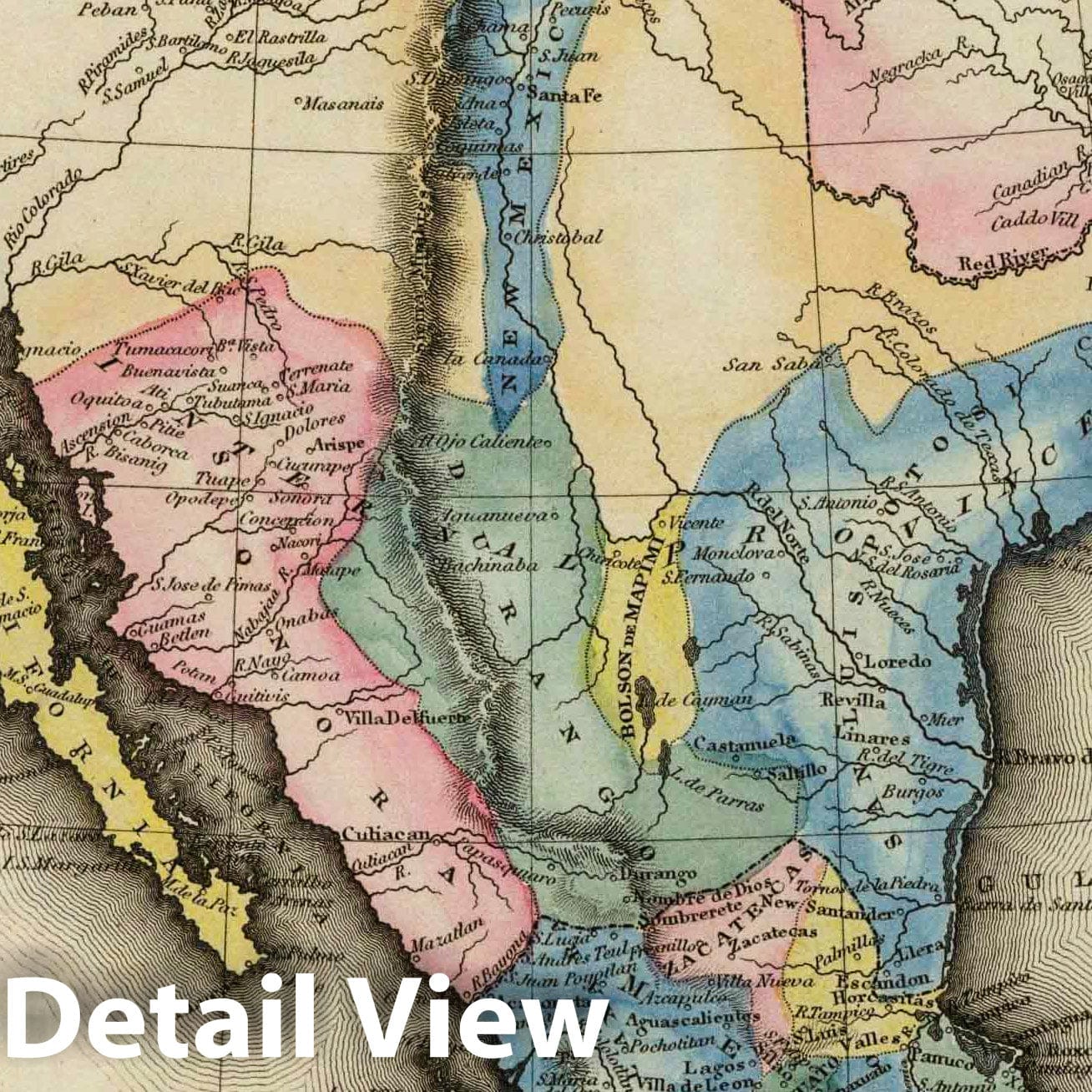 Historic Map : World Atlas Map, Mexico. 1823 - Vintage Wall Art