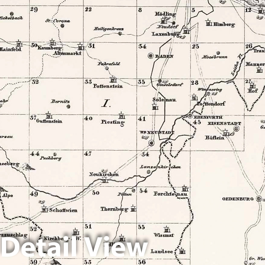 Historic Map : Regional Atlas Map, Key Sheet: Sections I - LXIII Archduchy Austria below the Enns 1837 - Vintage Wall Art