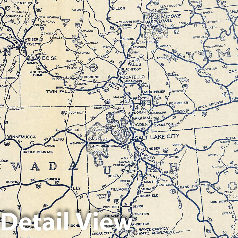 Historic Map : State Atlas Map, Highways of the Western States. 1938 - Vintage Wall Art