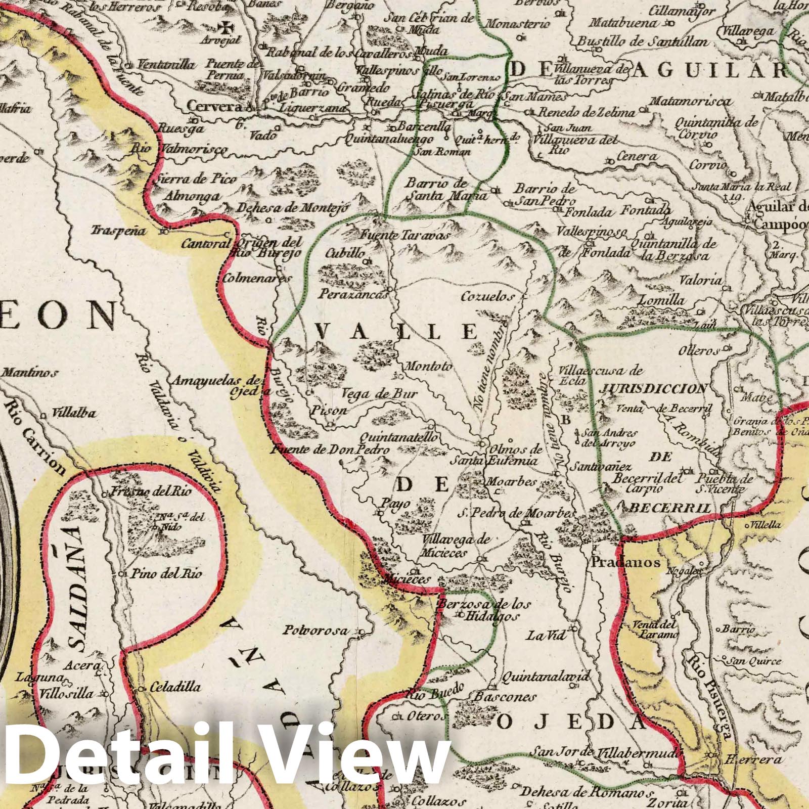 Historic Map : Spain, 36. Mapa geographico de la provincia de Palencia, 1782 , Vintage Wall Art