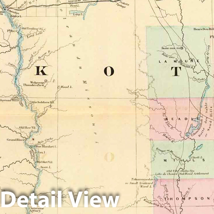 Historic Wall Map : Dakota. 1874 - Vintage Wall Art