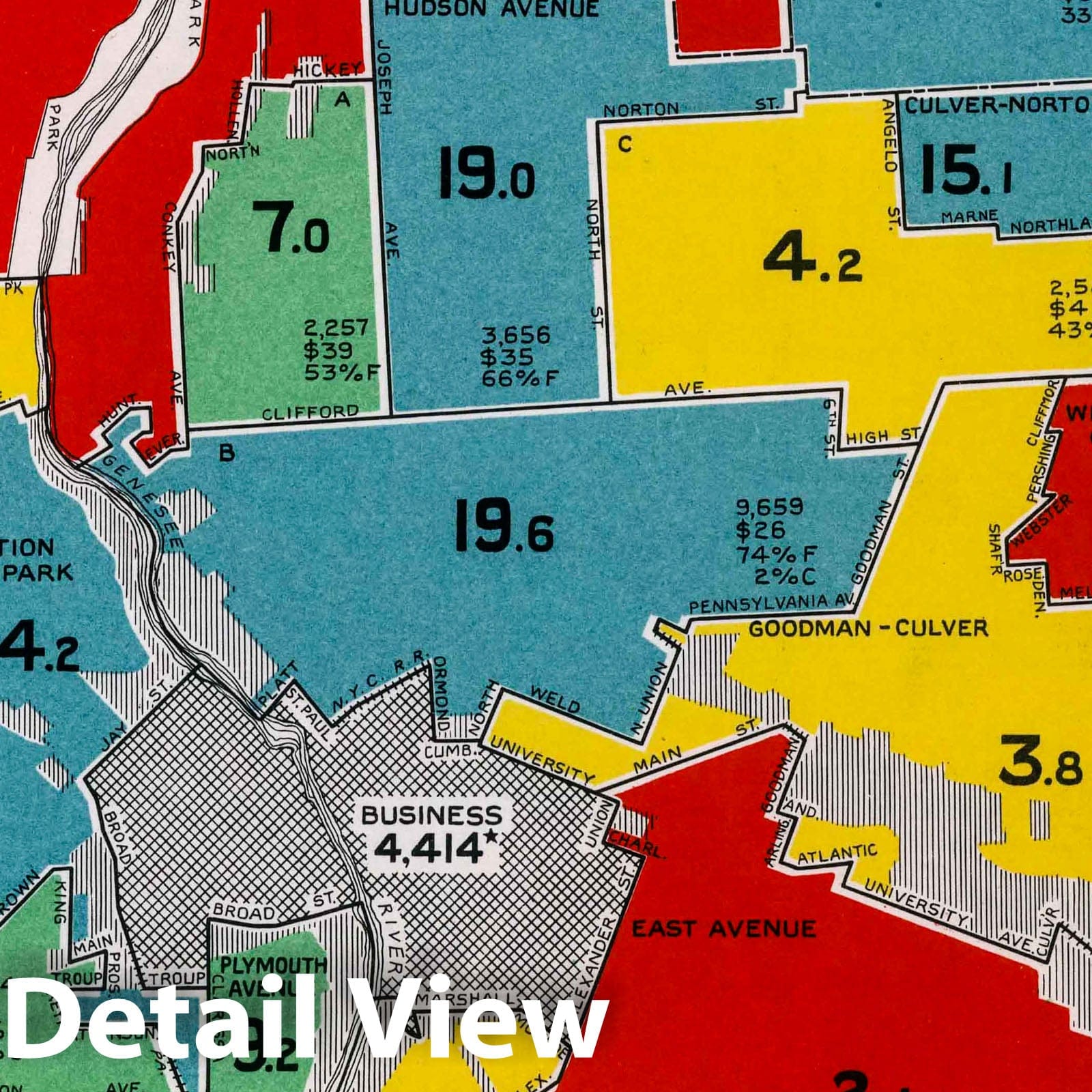 Historic Map : Rochester. 1932 - Vintage Wall Art