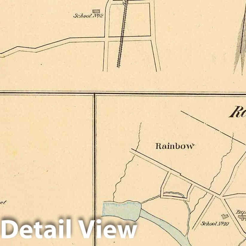 Historic Map : State Atlas Map, Kensington, Granby, Rainbow, Poquonnock. 1893 - Vintage Wall Art