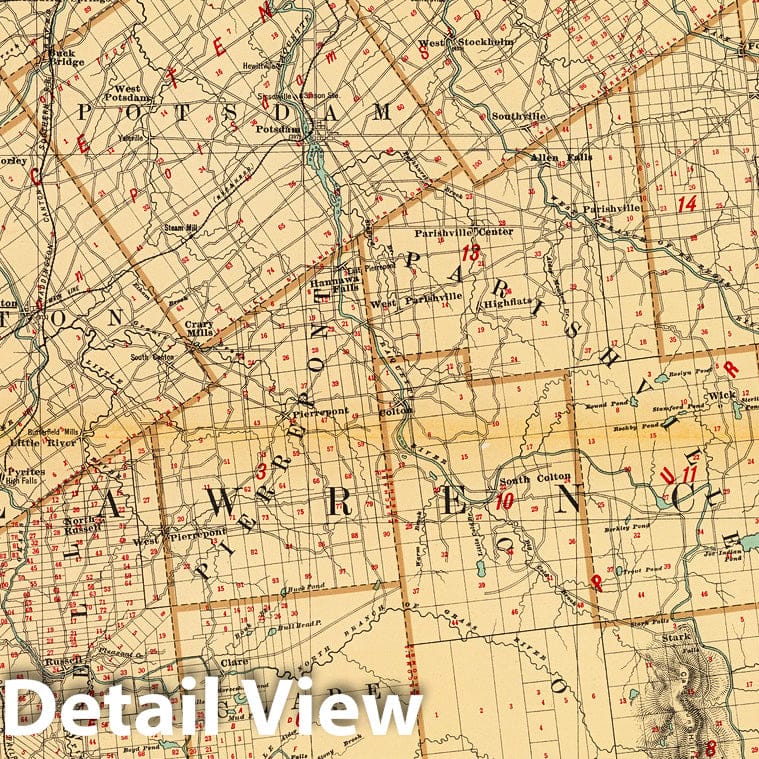 Historic Map : State Atlas Map, St. Lawrence County. 1895 - Vintage Wall Art