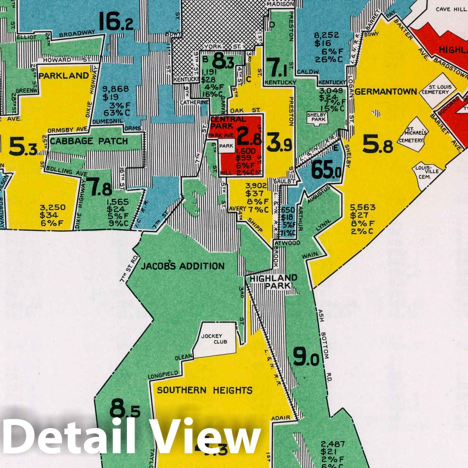 Historic Map : Louisville. 1932 - Vintage Wall Art