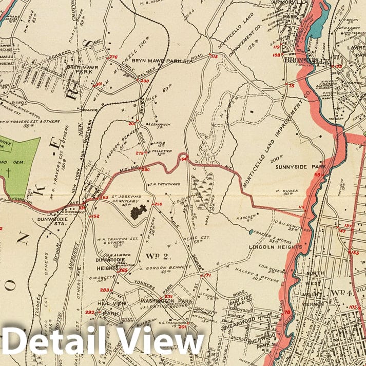 Historic Map : County Atlas Map, Yonkers, Mt. Vernon, Eastchester towns. 1893 - Vintage Wall Art