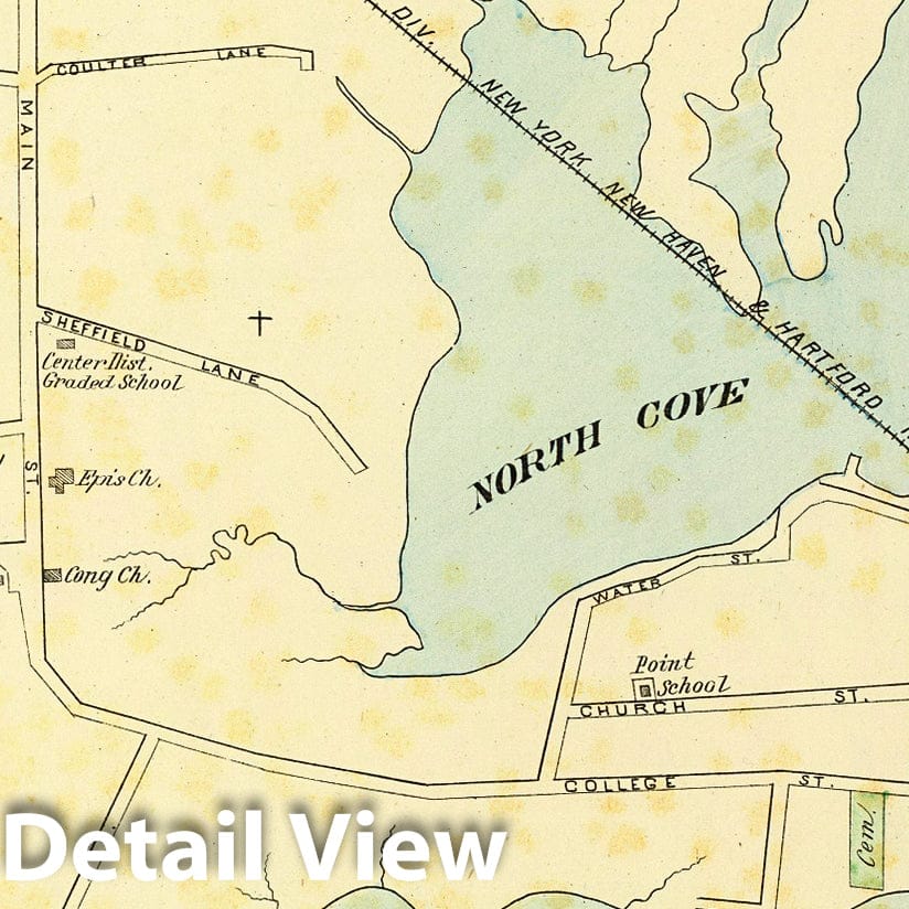 Historic Map : State Atlas Map, Old Saybrook. 1893 - Vintage Wall Art