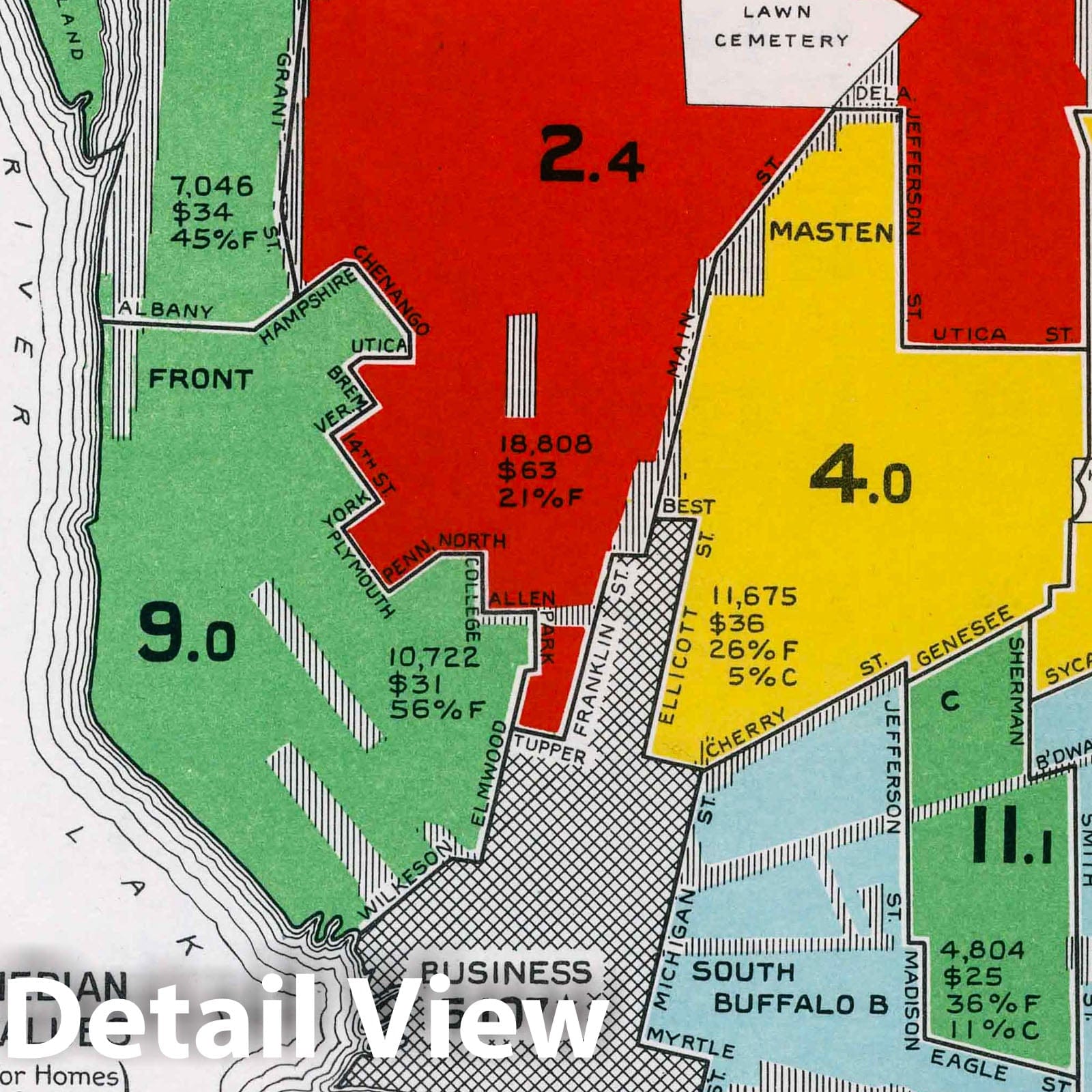 Historic Map : Buffalo. 1932 - Vintage Wall Art