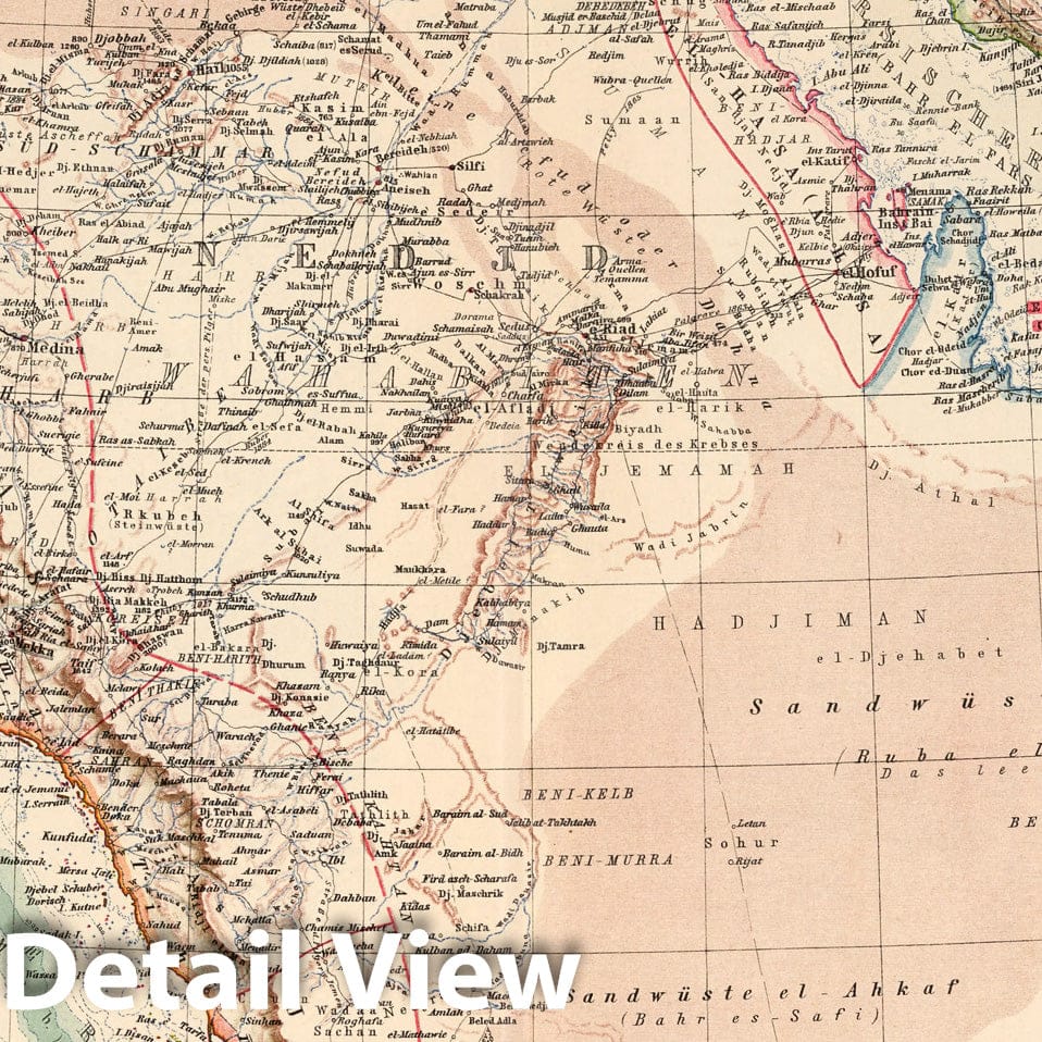 Historic Map : Saudi Arabia,66. Arabien. Arabia. 1925 , Vintage Wall Art