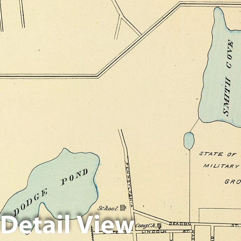 Historic Map : State Atlas Map, Niantic, Jewett City. 1893 - Vintage Wall Art