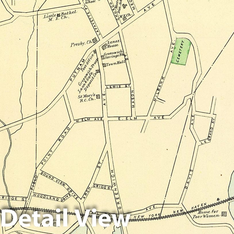 Historic Map : State Atlas Map, Greenwich. 1893 - Vintage Wall Art