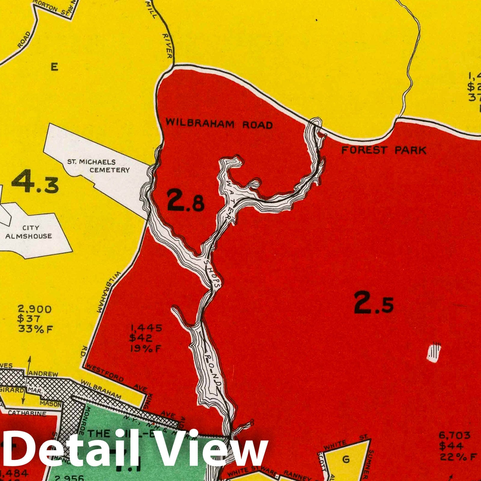 Historic Map : Springfield, Mass. 1932 - Vintage Wall Art