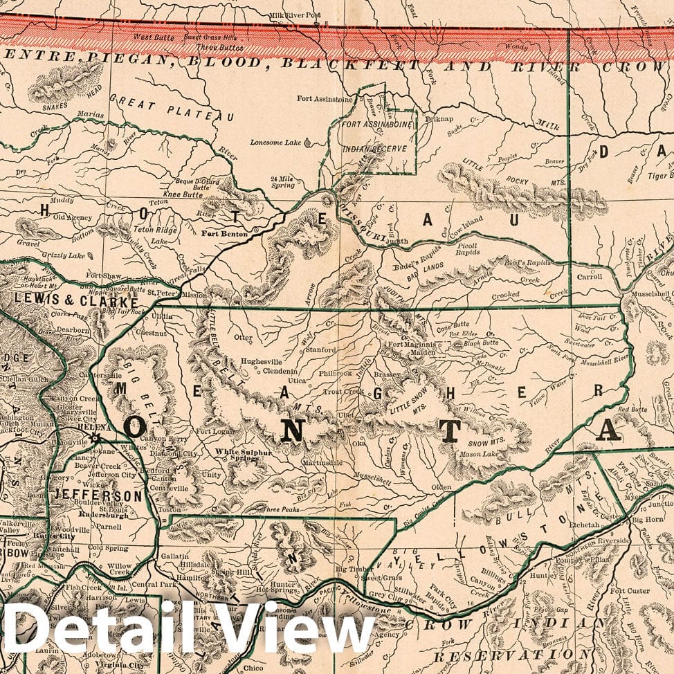 Historic Map : World Atlas Map, Montana. 1883 - Vintage Wall Art