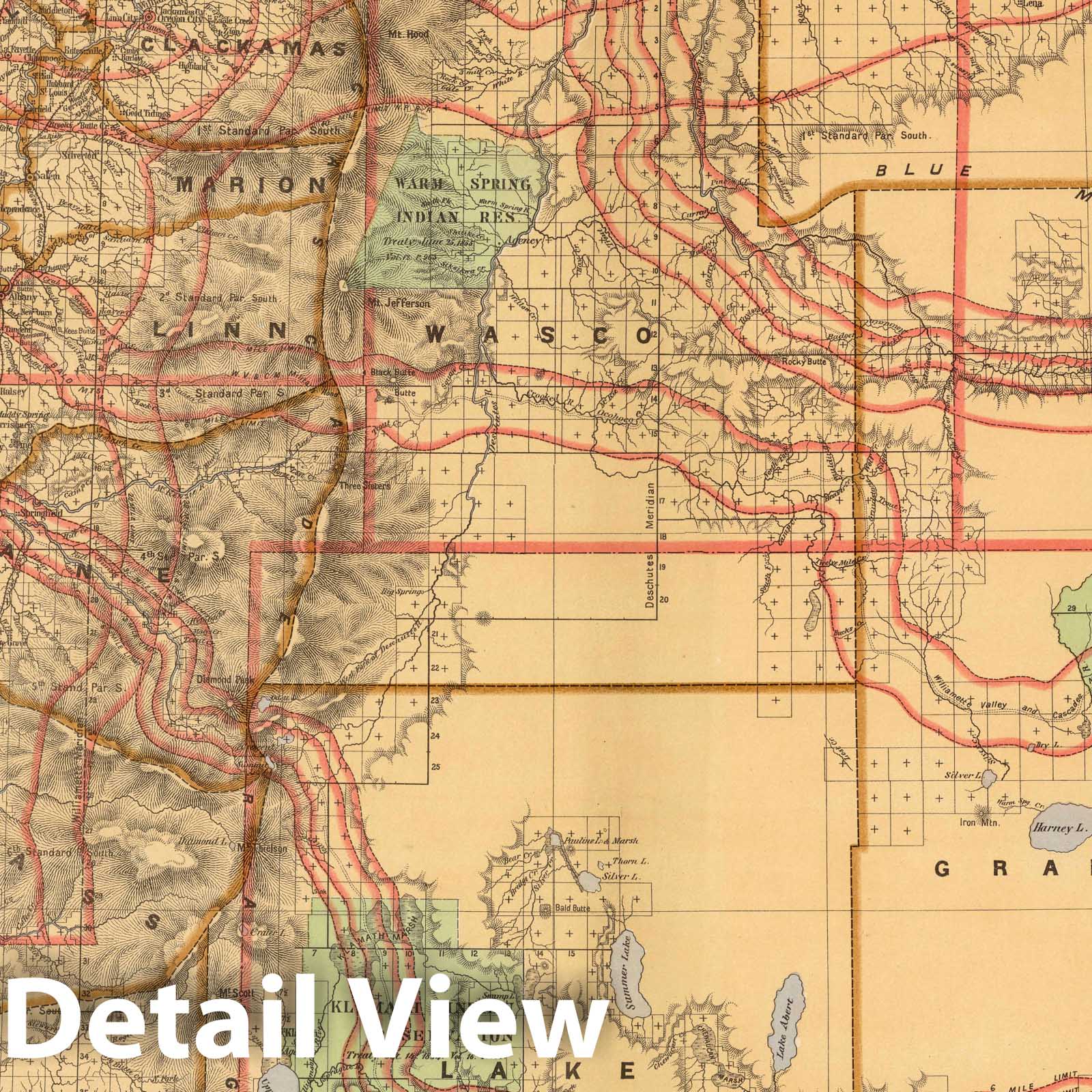 Historic Map : State of Oregon 1876 - Vintage Wall Art