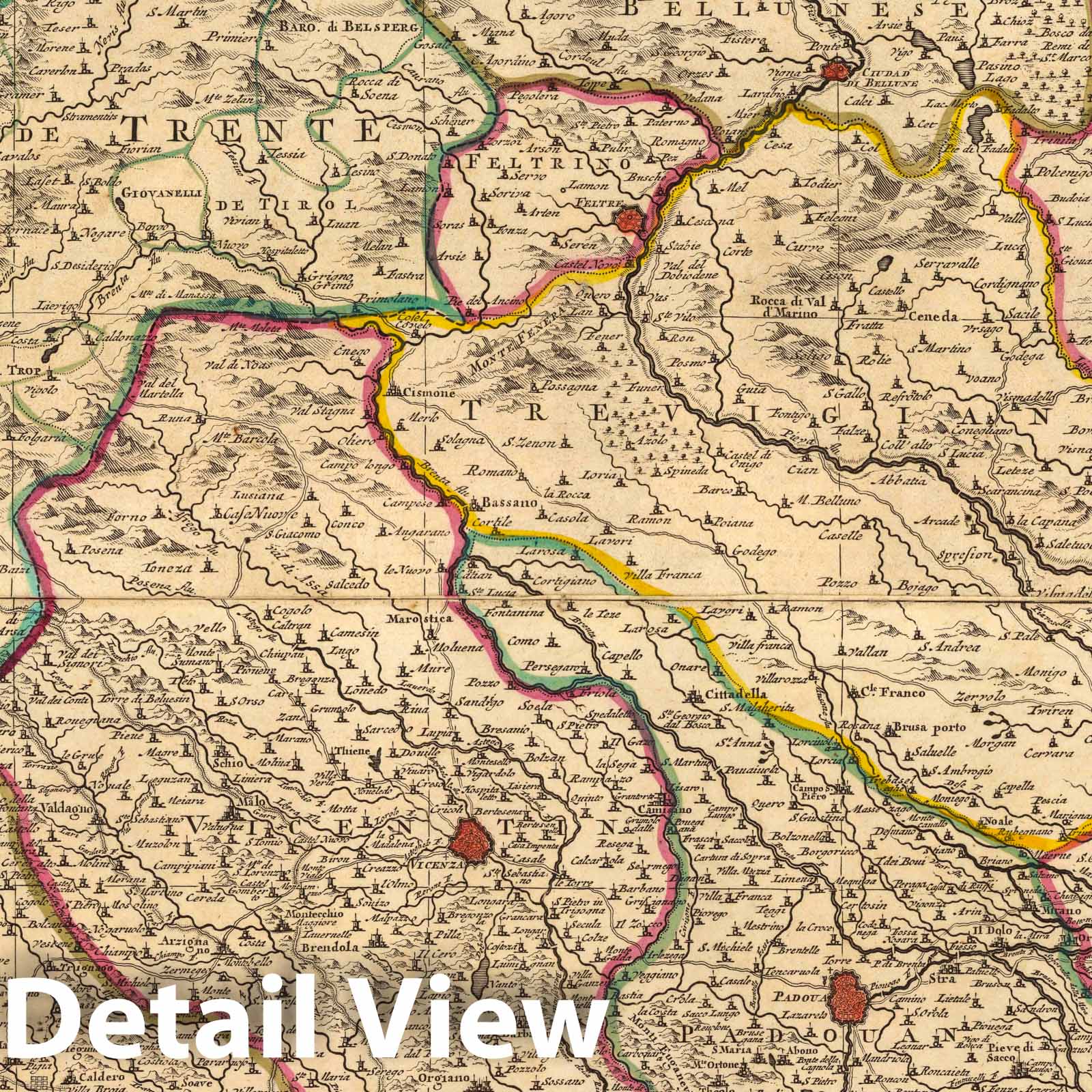 Historic Map : Tirol (Austria)Le Grand Teatre de la Guerre en Italie (eastern sheet). 1708 , Vintage Wall Art