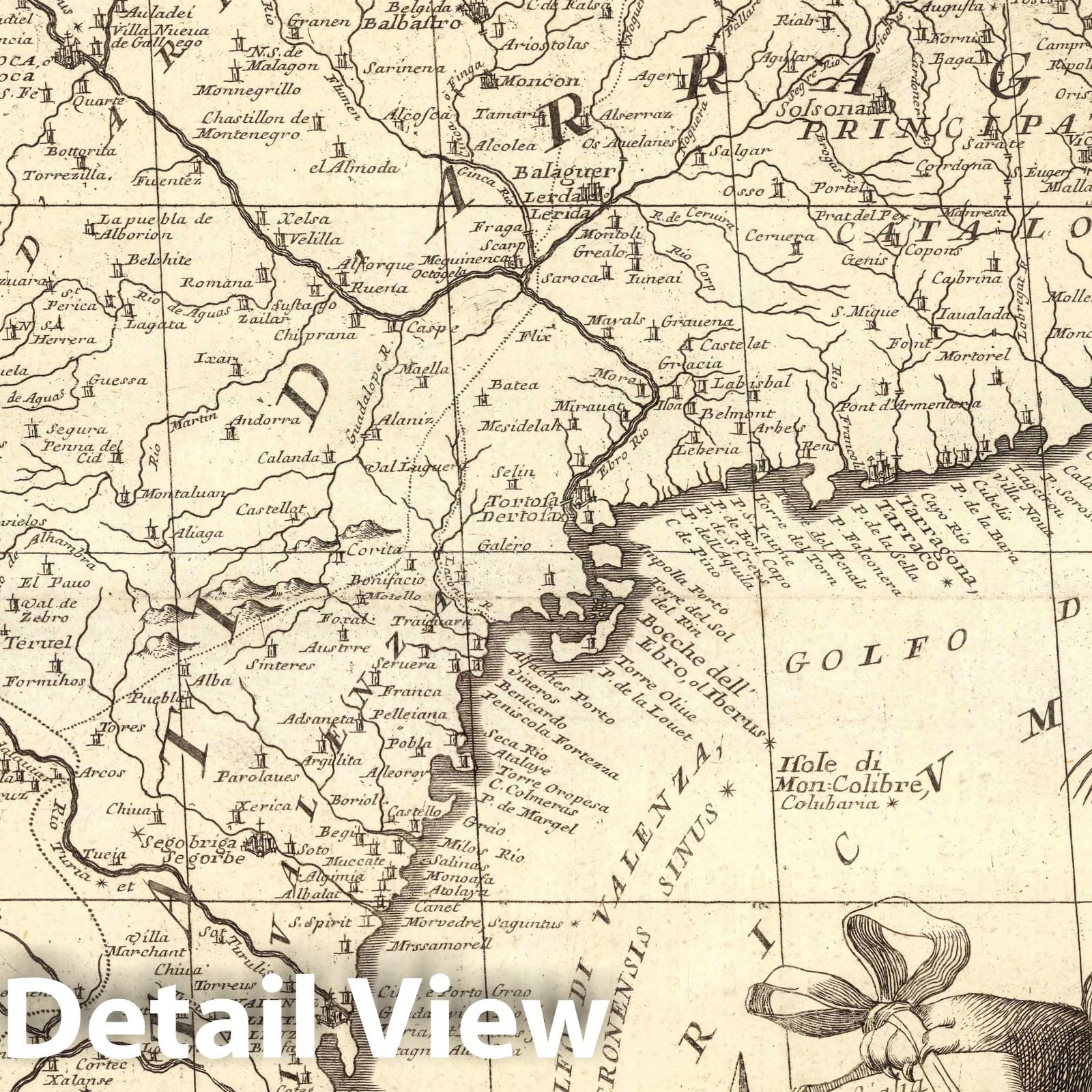 Historic Map : Spain, Iberian PeninsulaParte orientale della Spagna 1691 , Vintage Wall Art