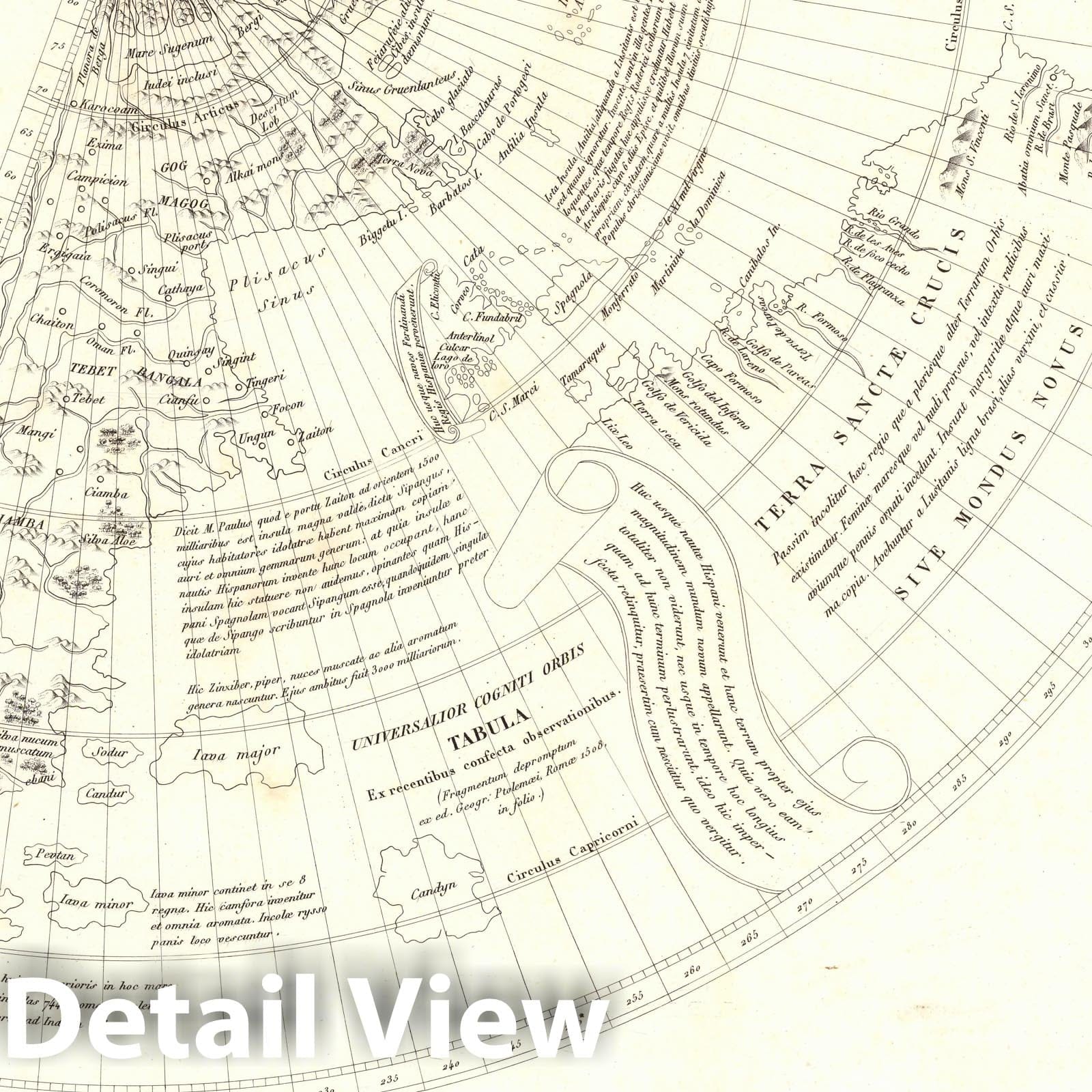 Historic Map : Caribbean, West Indies Exploration Book, XXXIX. Universalior Cogniti Orbis Tabula ex. ed. Geographiae Ptolemaei, Romae 1508. 1834 , Vintage Wall Art