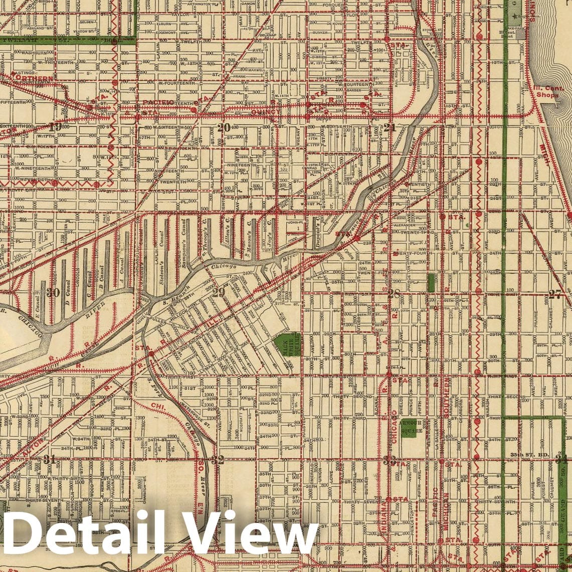 Blanchard's Map of Chicago, Illinois, (IL) 1906 - Vintage Wall Art