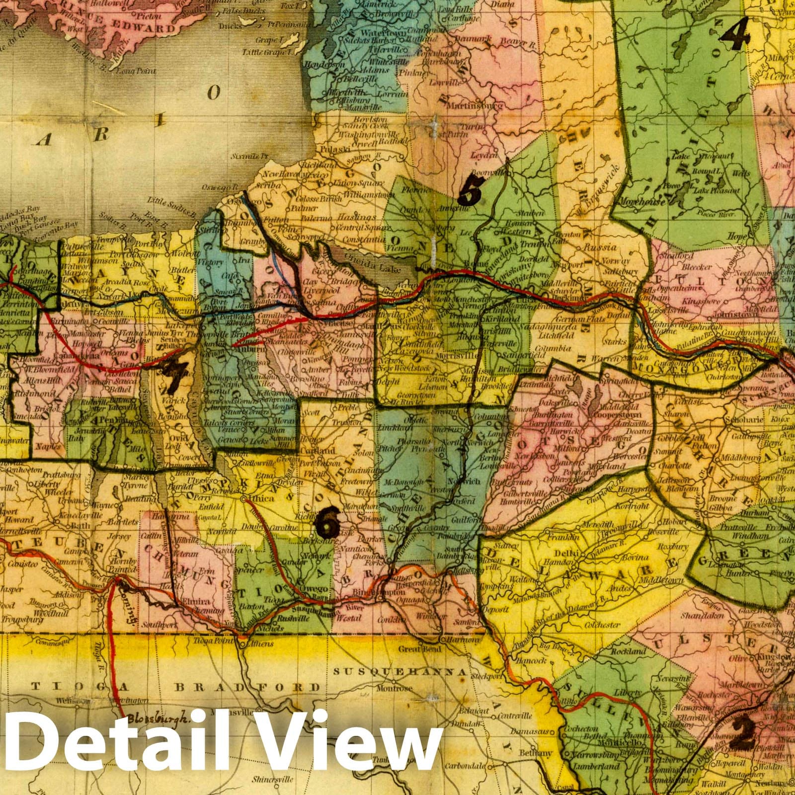 Historic Map : Pocket Map, State of New York by D.H. Burr. 1840 - Vintage Wall Art