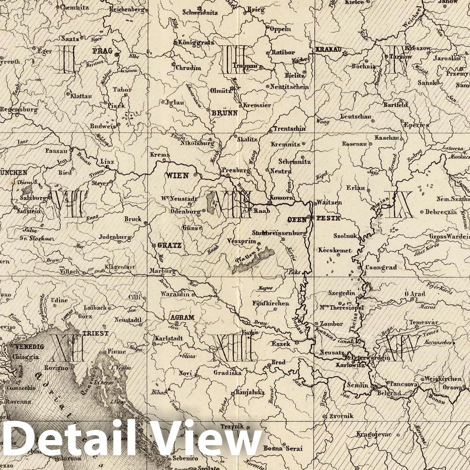 Historic Map : Central Europe Case Map, Key Sheet: Karte Des Oesterreichischen Kaiserstaates. 1856 , Vintage Wall Art