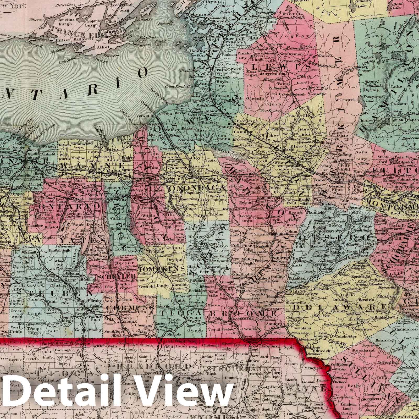 Historic Map : Pocket Map, State of New York 1855 - Vintage Wall Art