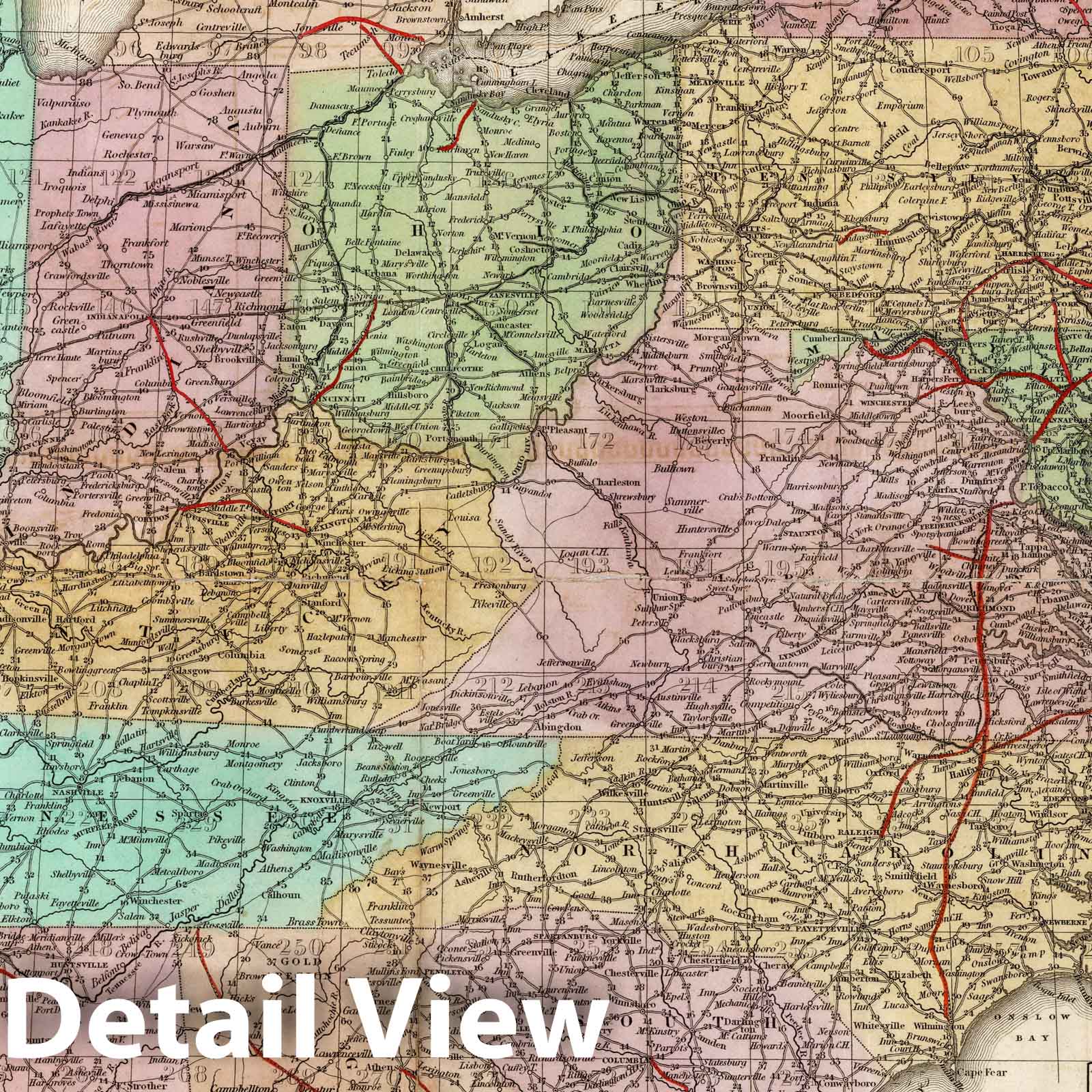 Historic Map : Map of the Roads, Canals & Rail Roads of The United States, 1844 - Vintage Wall Art