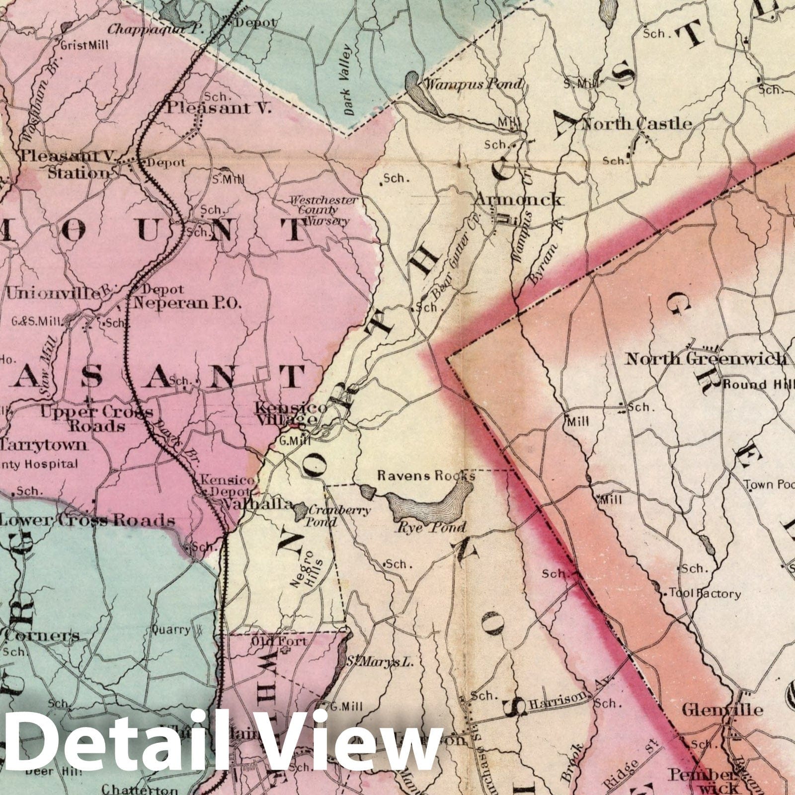 Historic Map - Pocket Map, Westchester County, New York 1867 - Vintage Wall Art
