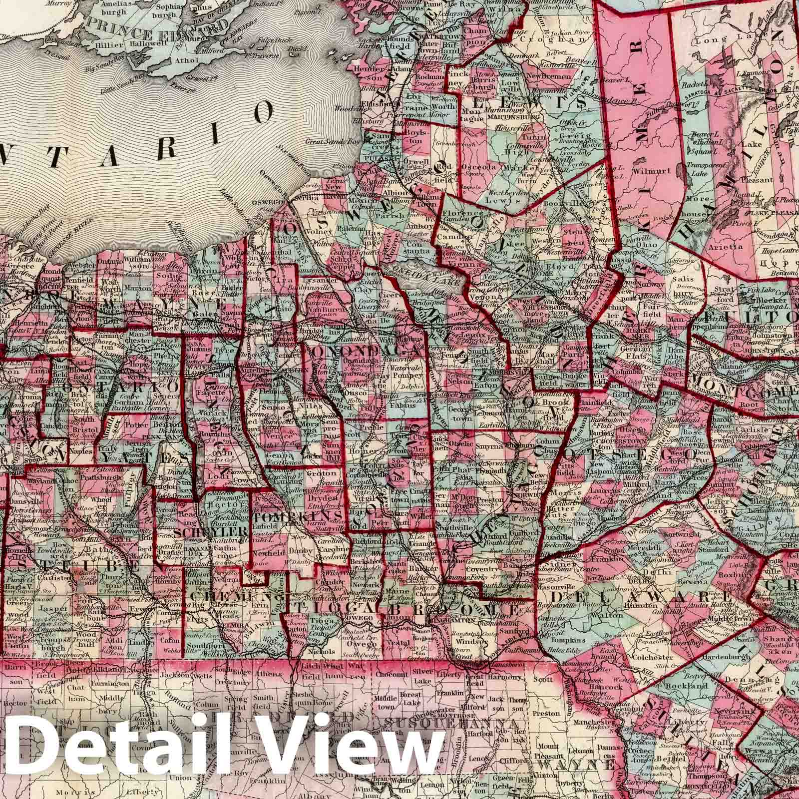 Historic Map : Pocket Map, State of New York 1868 - Vintage Wall Art