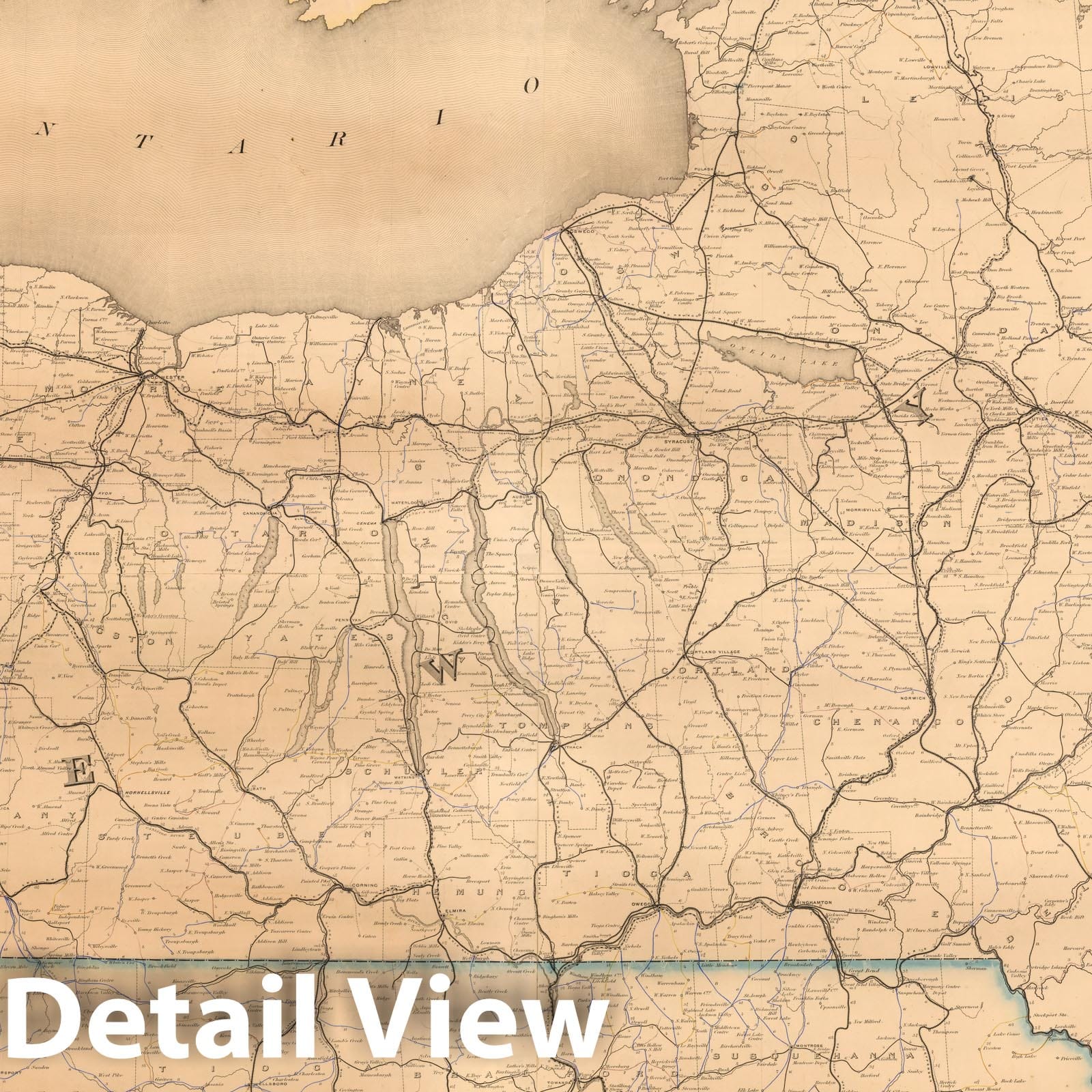 Historic Map : Post Route Map of The State of New York, 1872 - Vintage Wall Art