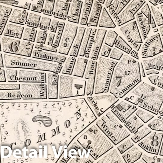 Historic Map - Guide Book, Boston 1842 - Vintage Wall Art