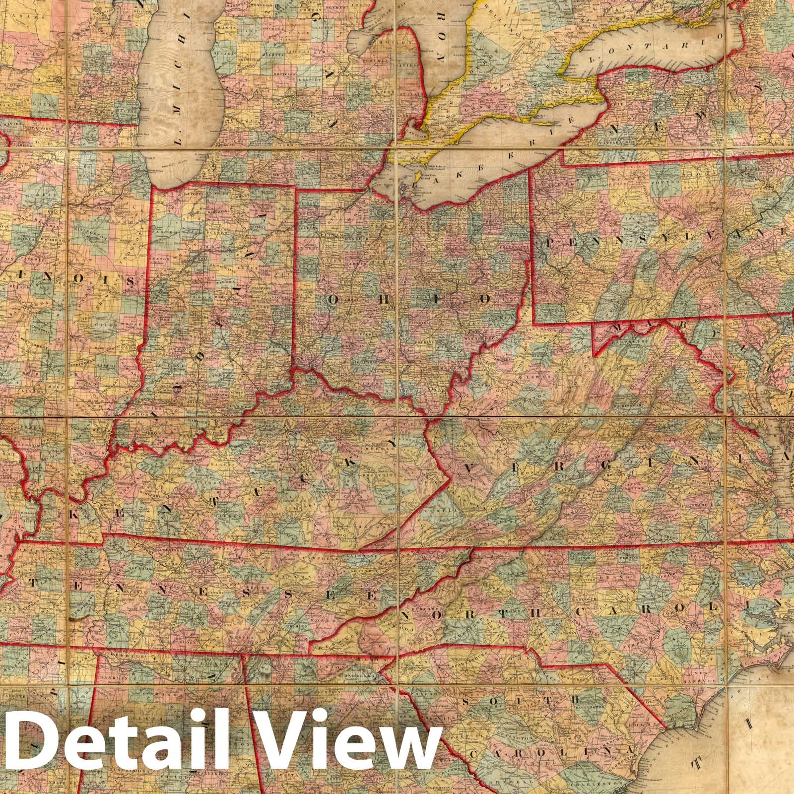 Historic Map : Case Map, United States. 1850 - Vintage Wall Art
