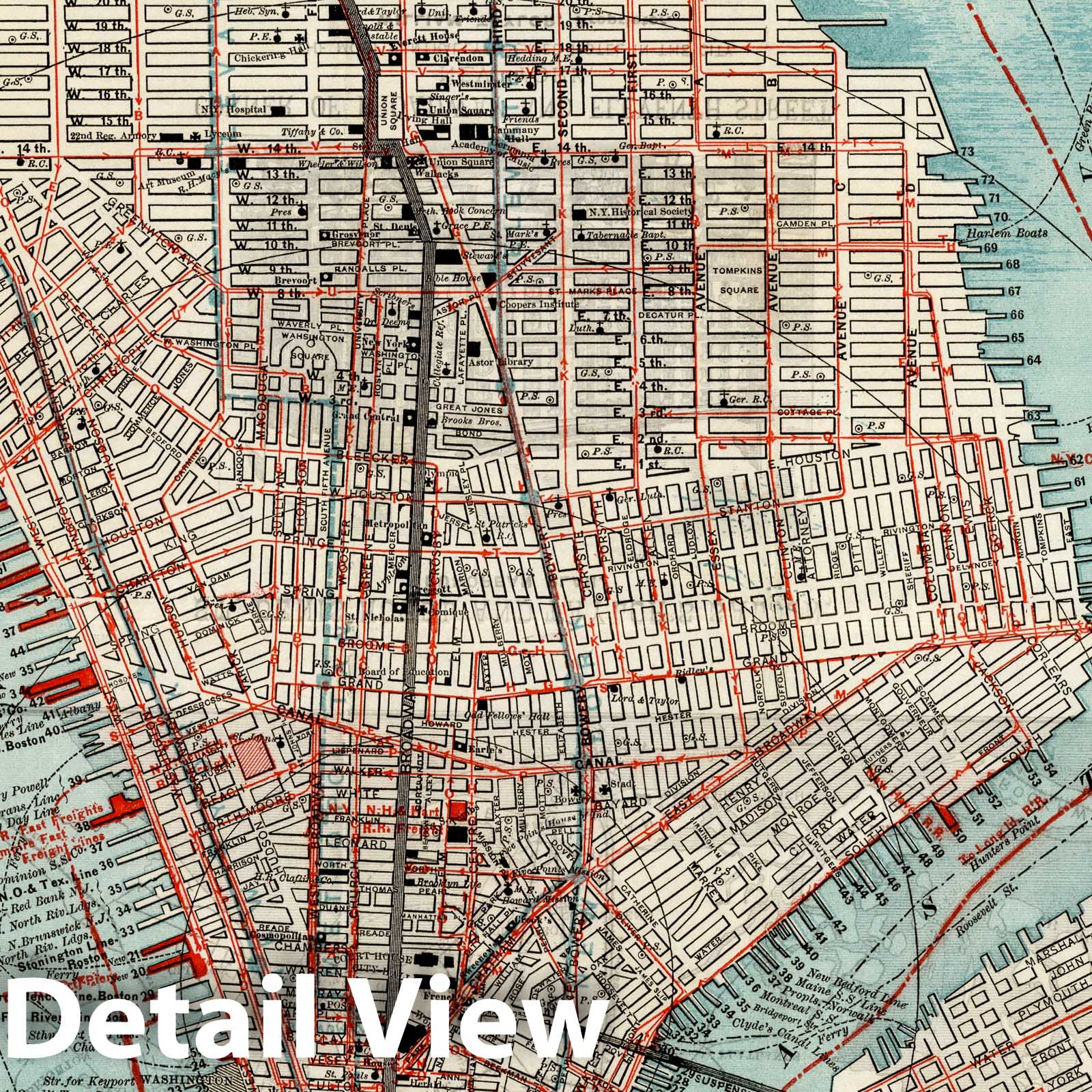 Historic Map : New-York City Guide Map, 1880 - Vintage Wall Art