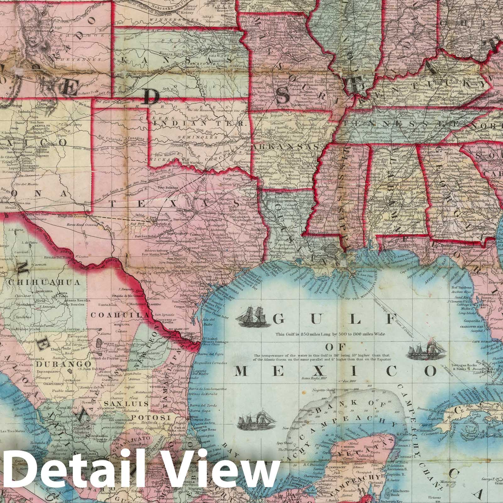 Historic Map : Pocket Map, United States, Mexico, The West Indies 1861 - Vintage Wall Art