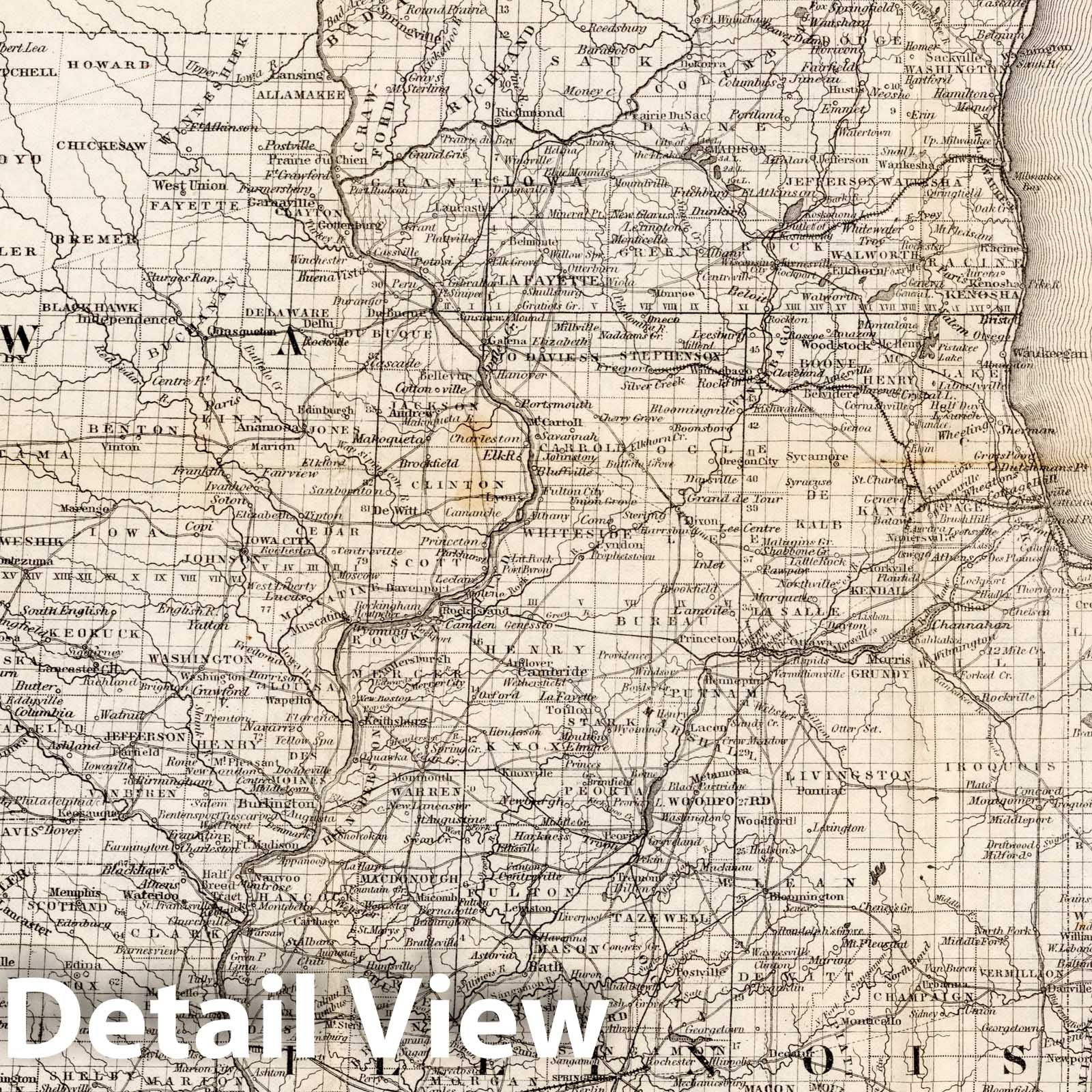 Historic Map : Township Map of the U.S. Mid. West States, 1852 - Vintage Wall Art