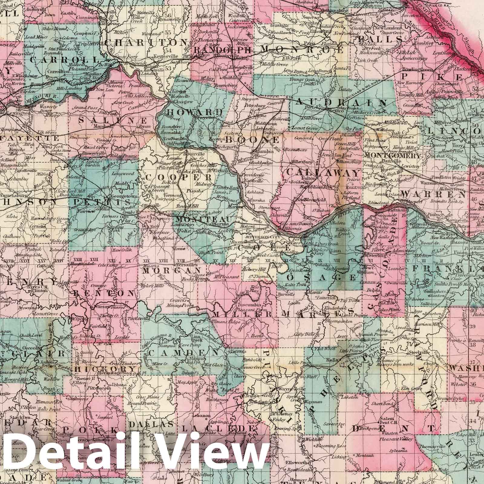 Historic Map : Pocket Map, Missouri 1870 - Vintage Wall Art