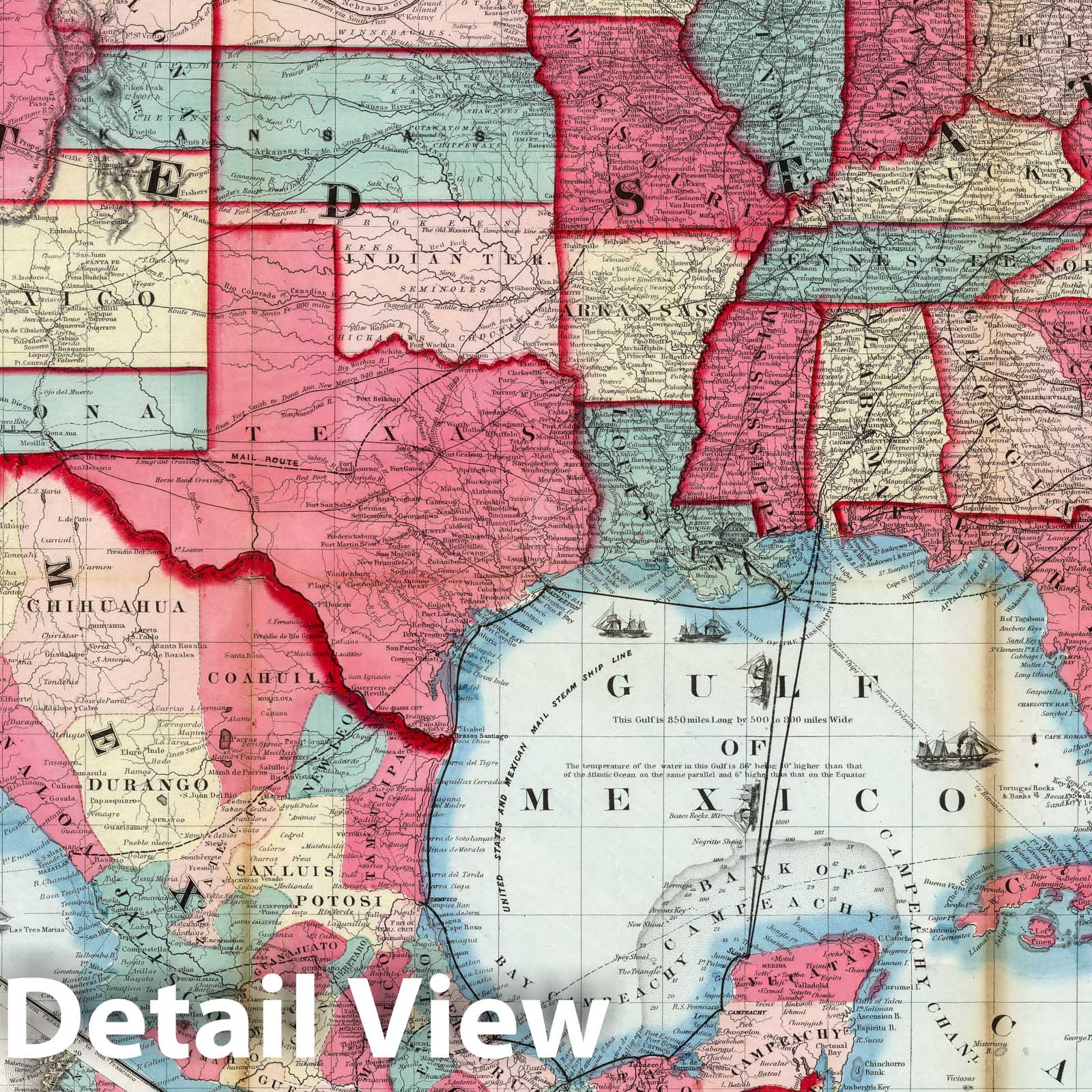 Historic Map : Map of the United States and Mexico, 1860 - Vintage Wall Art