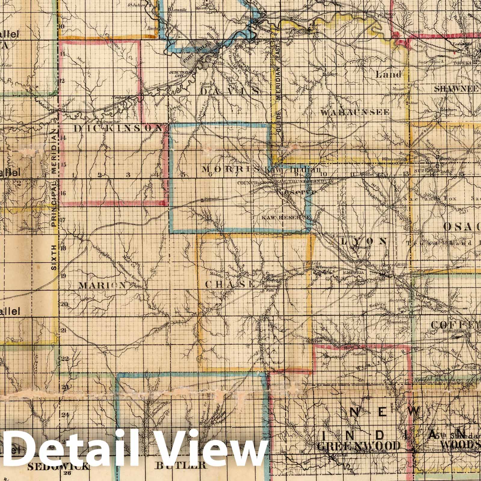 Historic Map : New Map of Kansas And The Gold Mines, 1867 - Vintage Wall Art