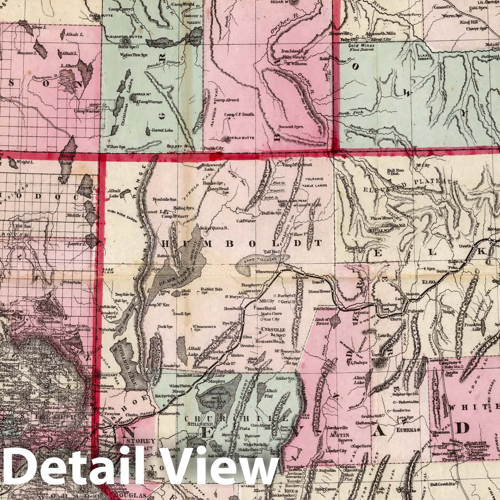 Historic Map : Watson's New County and Railroad Map of the Pacific States, 1876 - Vintage Wall Art