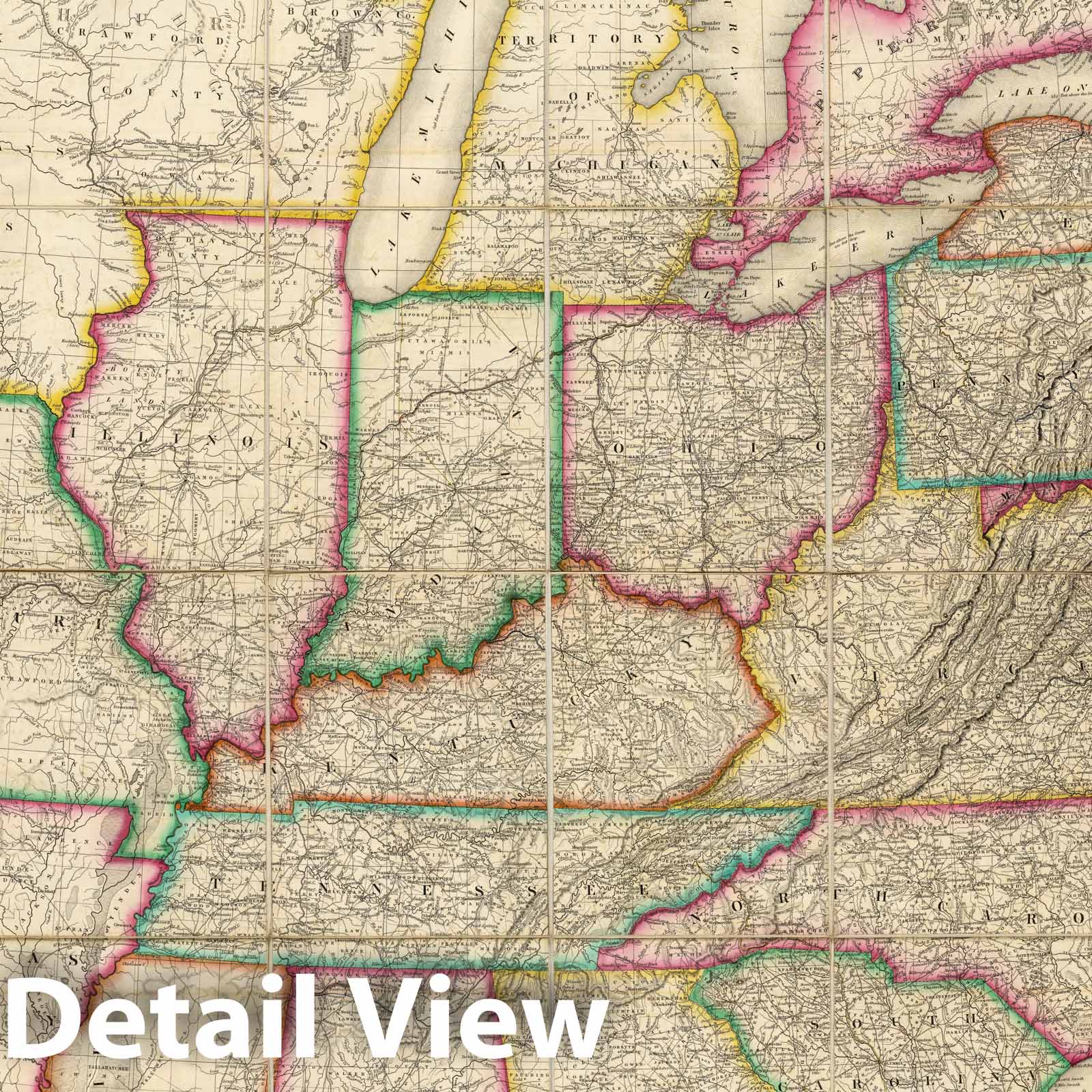 Historic Map : Case Map, United States of America. 1834 - Vintage Wall Art