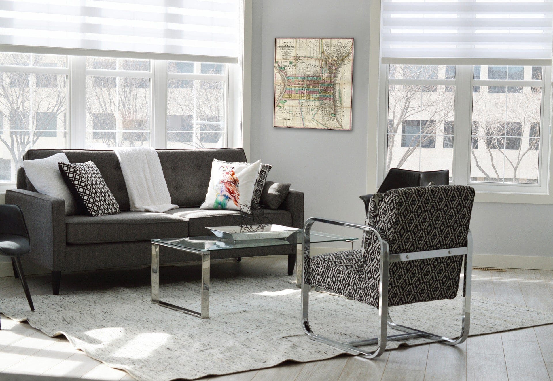 Historic Wall Map : Guide Book, Plan of the City of Philadelphia 1828 - Vintage Wall Art