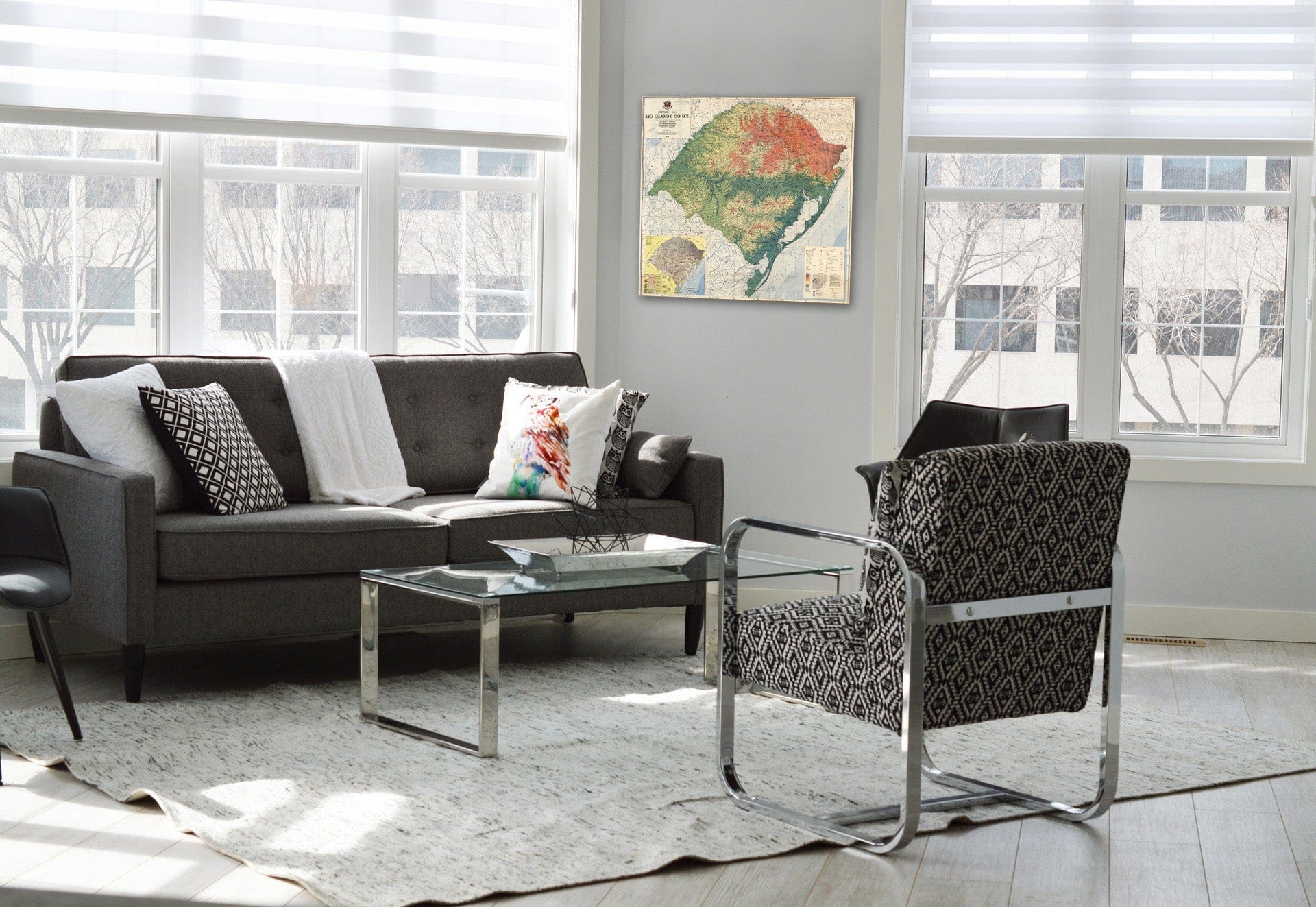 Historic Map : Wall Map, Brazil, Rio Grande do Sul - Physical. 1966 - Vintage Wall Art