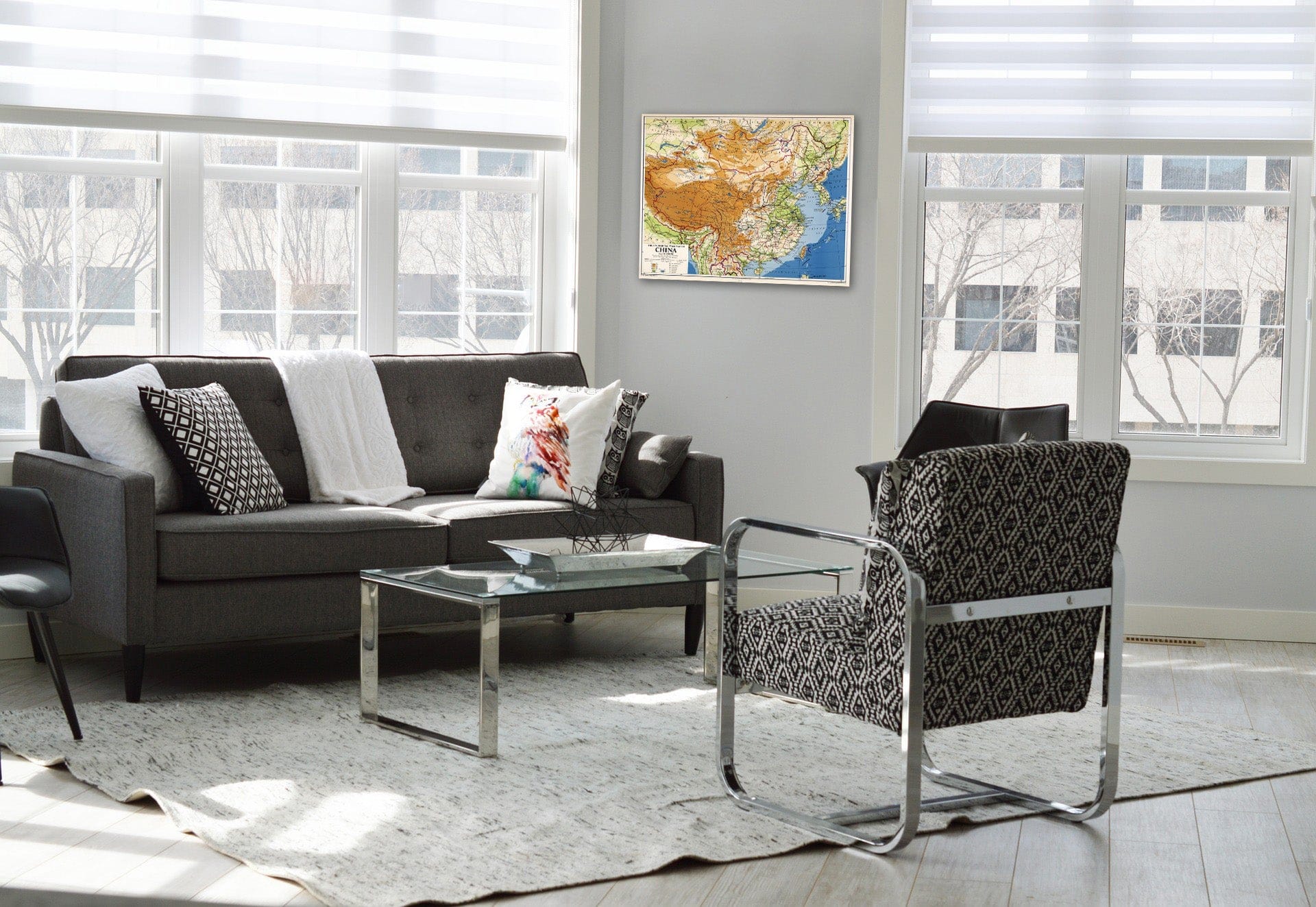 Historic Map : Wall Map, China - Physical-Political 1963 - Vintage Wall Art