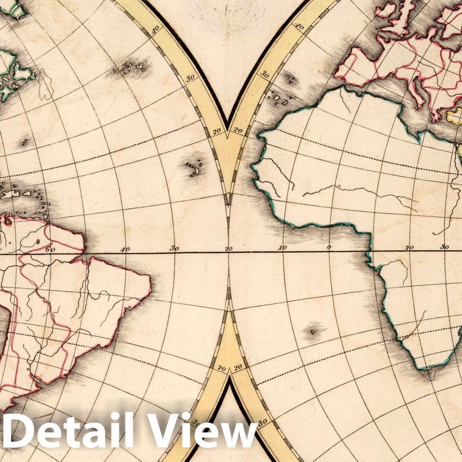 Historic Map : 1815 School Atlas - The World. Copied from Wilkinson's General Atlas. - Vintage Wall Art