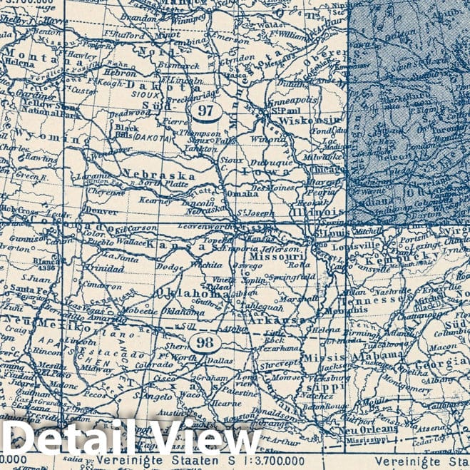 Historic Map : 1925 Index Map: 99. Vereinigte Staaten NO. United States NE. - Vintage Wall Art