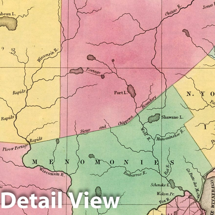 Historic Map : Wisconsin, 1842 Atlas - Vintage Wall Art