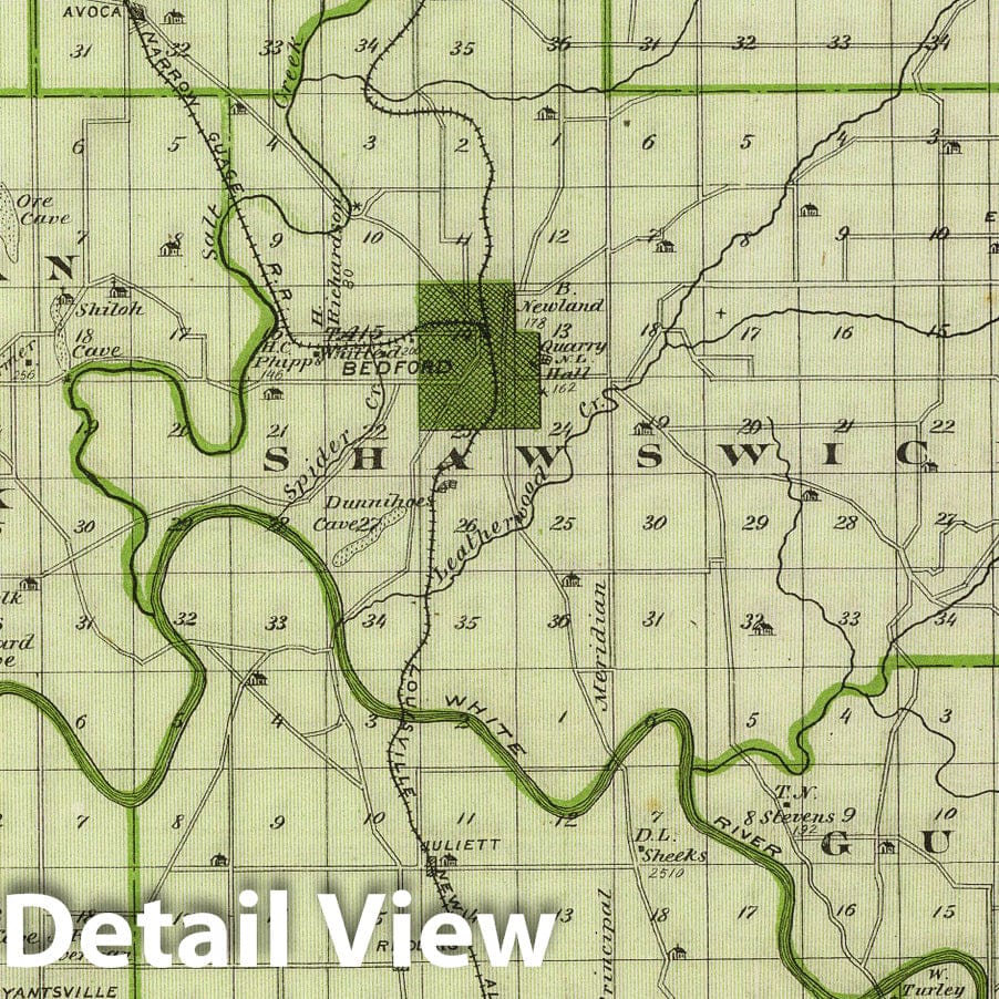 Historic Map : 1876 Map of Lawrence County. - Vintage Wall Art