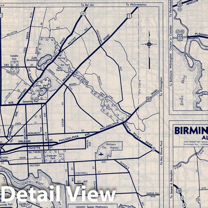 Historic Map : National Atlas - 1940 City Maps, - Vintage Wall Art
